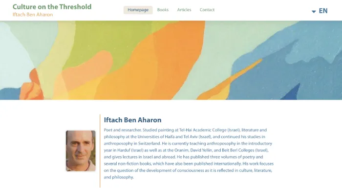 Website built for Culture on the Threshold - culture and arts organization, a project by Oren Knaan, the Technospiritualist